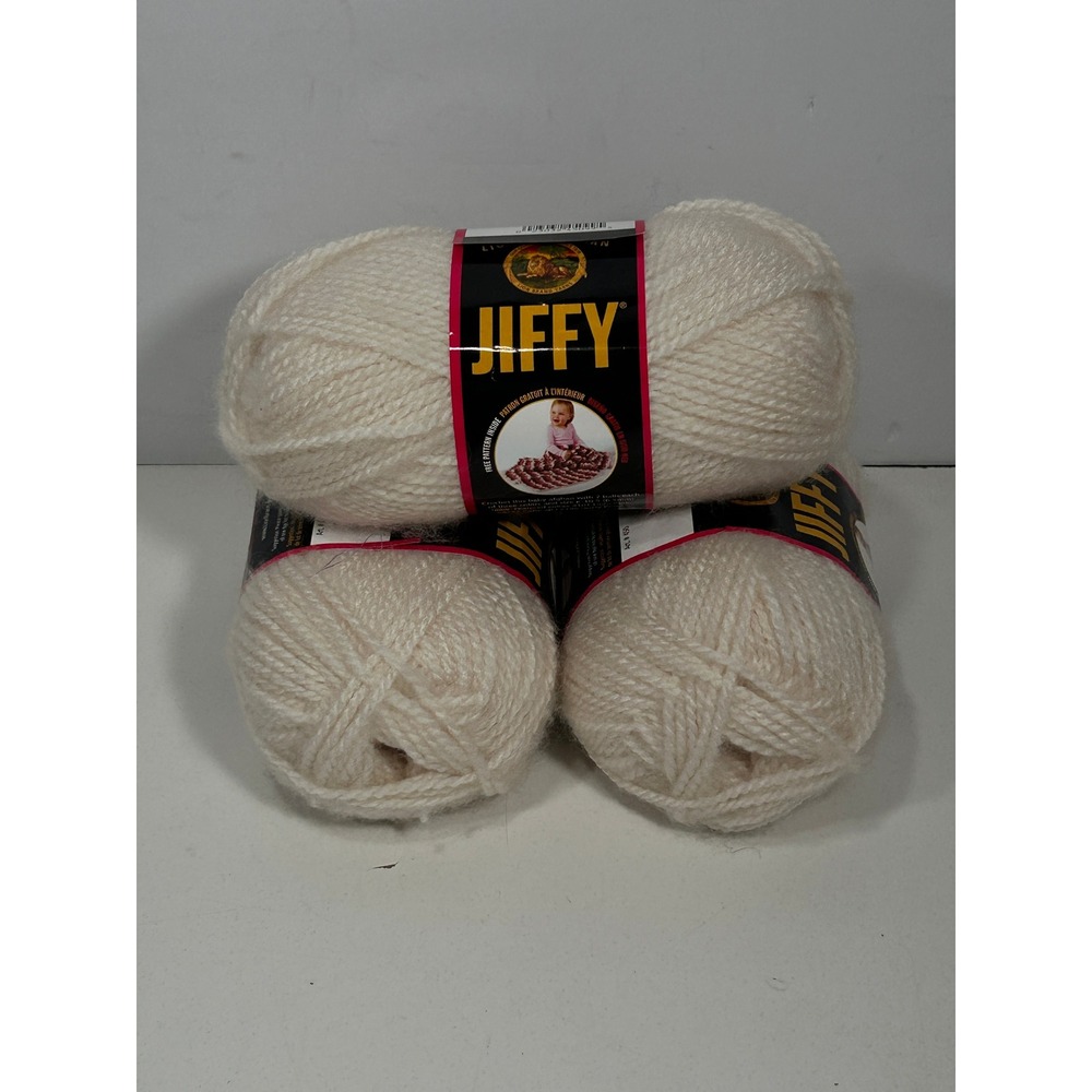 Lion Brand Jiffy Yarn 099 Fisherman Off White Bulky 3 Skeins Lot 41689 Art 450